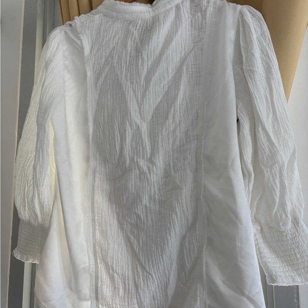 Melissa Nepton White Button-Up Women's Long Sleeve Blouse Size M - Picture 6 of 6